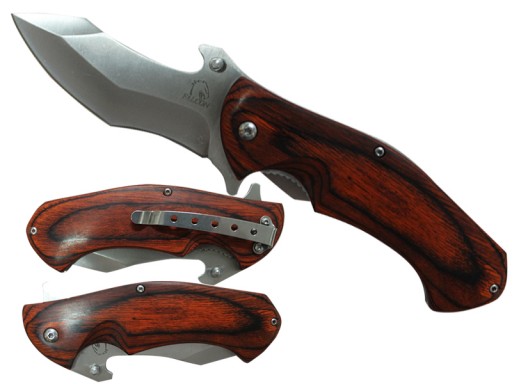 Spring Assisted Black Wood Handle Knife KS8180WD